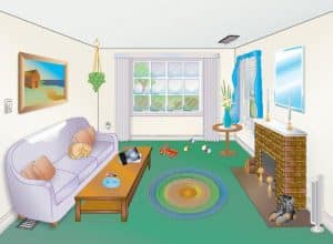 Cartoon of living room